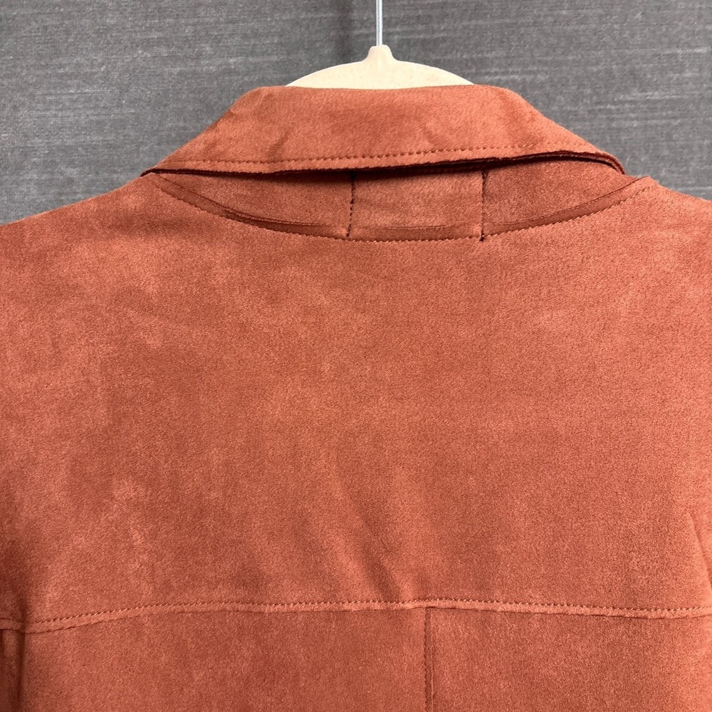 Tahari Jacket 2X Rust Red Orange Washable Faux Suede Midi Open Blazer Career - Picture 5 of 11